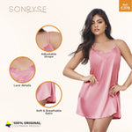 SONRYSE 378 | VESTIDO DE SATÉN BATAS DE SEDA PARA MUJER CON DETALLES DE ENCAJE