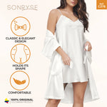 SONRYSE 378 | VESTIDO DE SATÉN BATAS DE SEDA PARA MUJER CON DETALLES DE ENCAJE