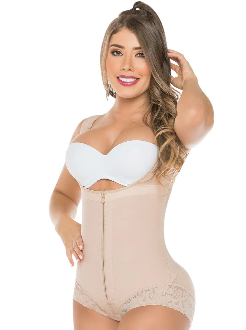 Fajas Salome 411 | Open Bust Panty Post Op Faja Shapewear for Women with  Wide Straps and Front Zipper | Powernet
