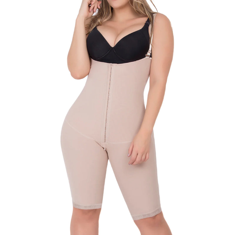 Up Lady 6172 | Open Bust Tummy Control Butt Lifter Knee Length Bodysuit | power net