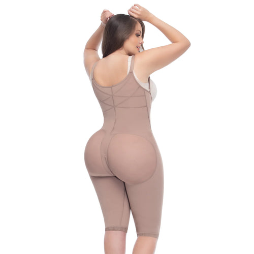 Up Lady 6172 | Open Bust Tummy Control Butt Lifter Knee Length Bodysuit | power net