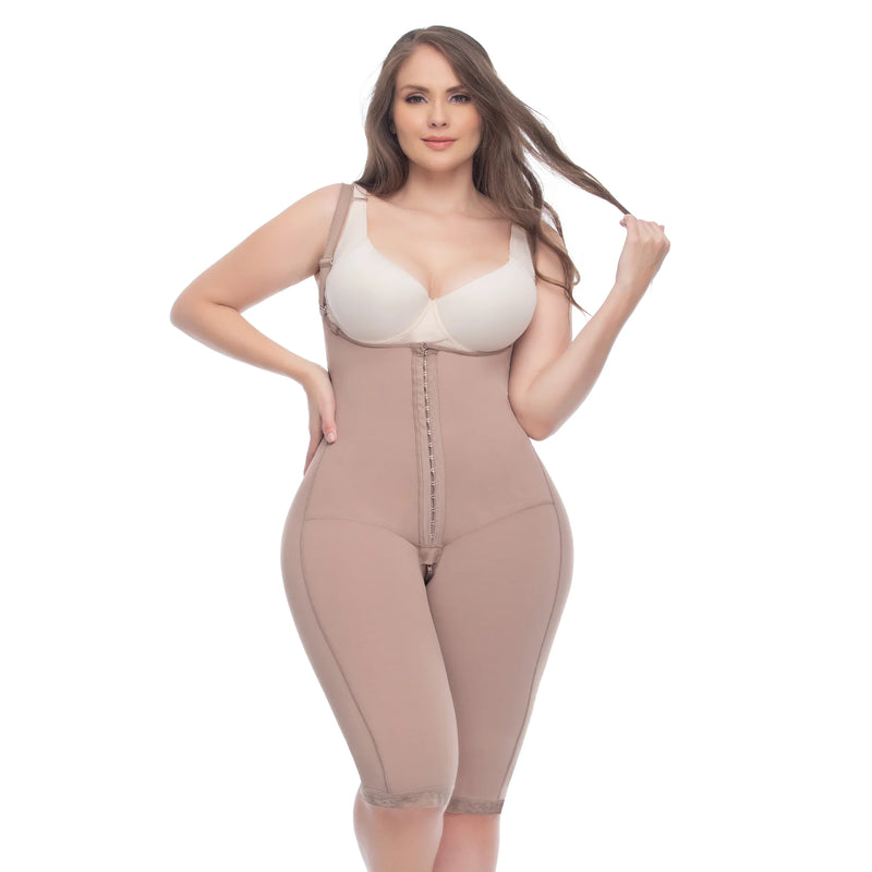 Up Lady 6172 | Open Bust Tummy Control Butt Lifter Knee Length Bodysuit | power net